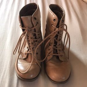 Tan combat boots